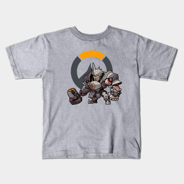 Overwatch - 16-Bit Reinhardt W/ Logo Kids T-Shirt by wyckedguitarist